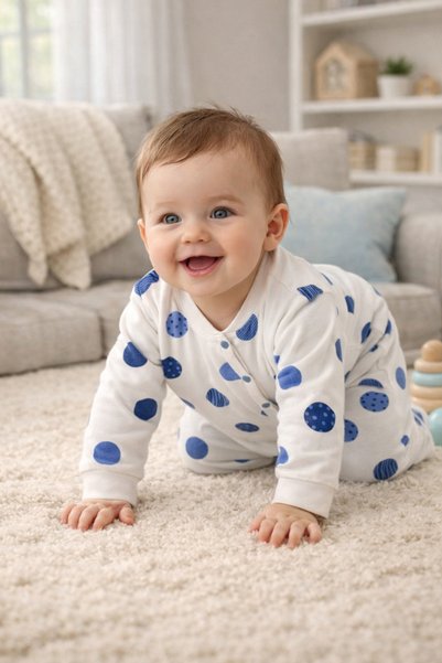Atlas Baby House Organic Planet Figured Newborn Baby Boy Jumpsuit with Booties