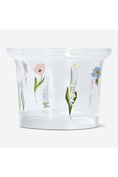 Flying Tiger Copenhagen Çiçek Desenli Cam Tealight Mumluk
