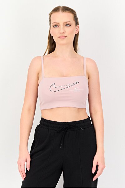 Nike Women Brand Logo Lightly Padded Sports Bra, Mauve
