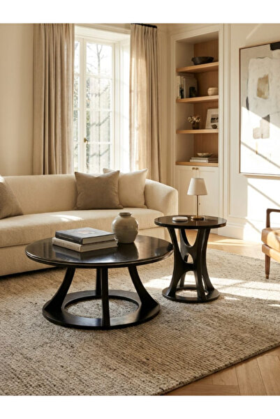 BEC49 Modern coffee table set - luxurious wooden design in royal black