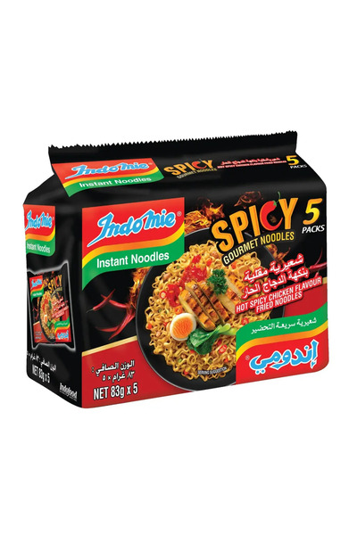 İndomie نودلز سريعة التحضير بنكهة الدجاج الحار - 5 × 83 غرام