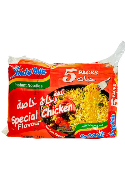 İndomie نودلز سريعة التحضير بنكهة دجاج خاصة حلال معتمدة - 5 × 75 غرام