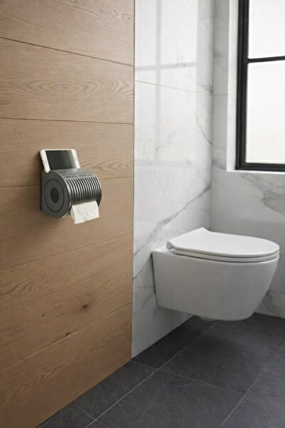 Sas Haus Lines Adhesive Toilet Paper Holder Hanger Gray 3011