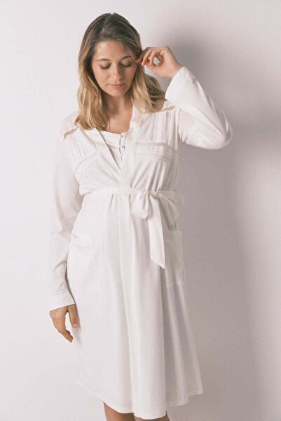 Women'secret White cotton midi robe maternity