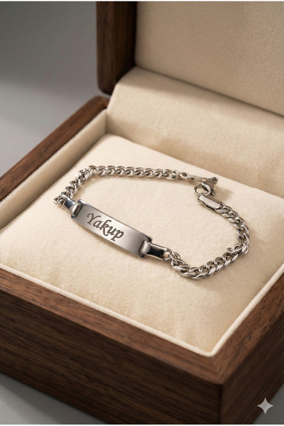 Satürn Silver Kuyumculuk Çelik İsimli Bebek Çocuk Bileklik Künye Kararma Yapmaz