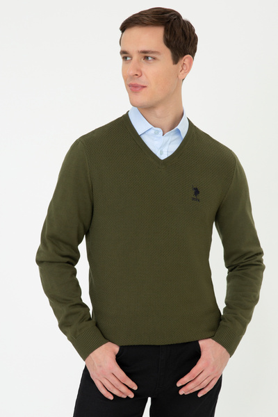 U.S. Polo Assn. Men's Khaki Basic Sweater 50236962-Vr027