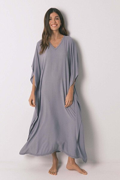 Women'secret فستان قفطان رمادي من الفسكوز
