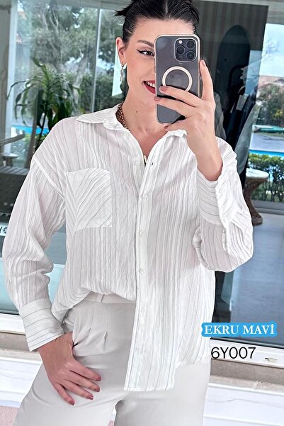 İnce Topuk Jacquard Striped Shirt 6Y007