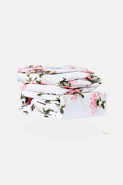 Catherine Malandrino King 4 Pcs Floral Print Flat And Fitted Sheet Set, White