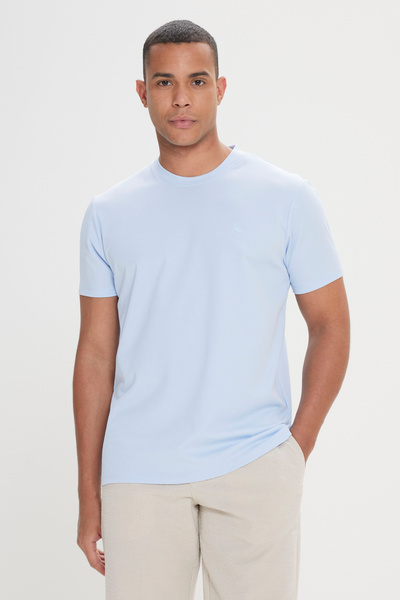 ALTINYILDIZ CLASSICS Ανδρικό γαλάζιο βαμβακερό μπλουζάκι με λεπτή εφαρμογή με...