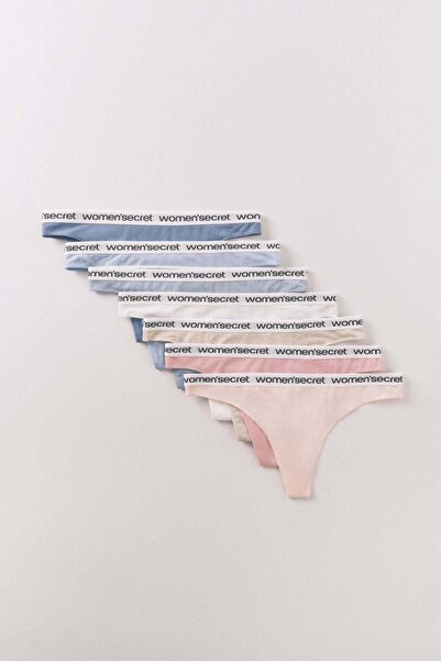 Women'secret 7-pack cotton logo thongs