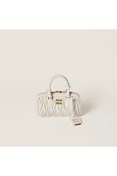 Miu Miu Small Arcadie Top Handle Bag in Matelassé Nappa Leather Crossbody Sho...