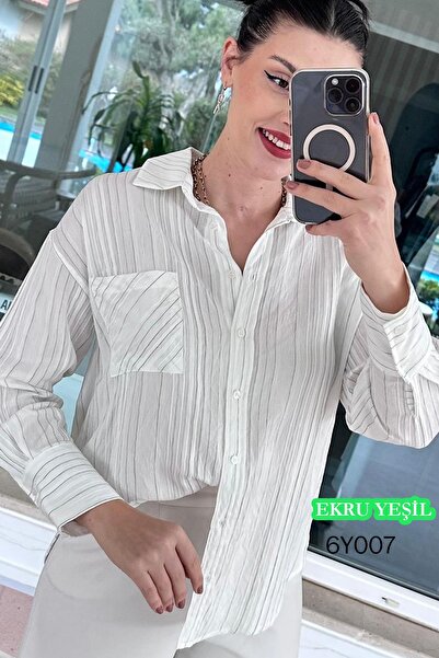 İnce Topuk Jacquard Striped Shirt 6Y007