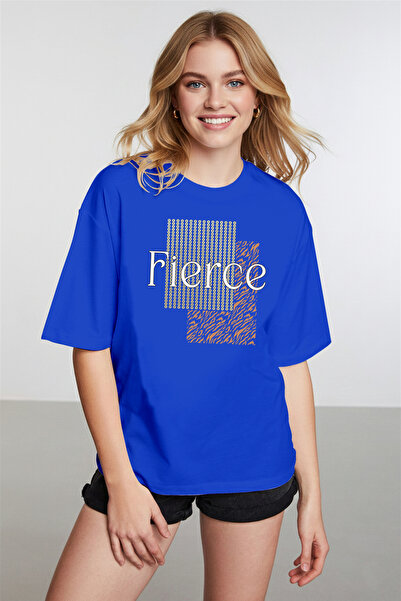 caddekombin Дамска тениска Saks Blue с ярък графичен принт