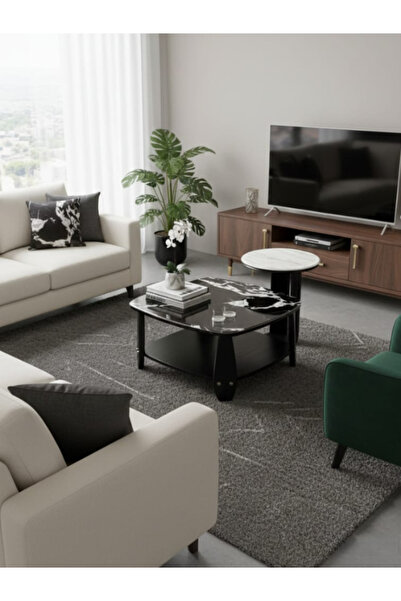 BEC49 Square and nesting marble coffee table set - elegant modern design