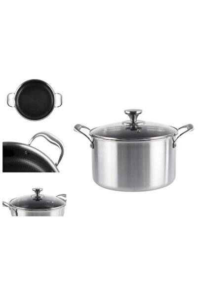 ANGMAD Cratita Profesionala 24cm, 6.3L, Inox, Antiaderent Honeycomb, Capac St...