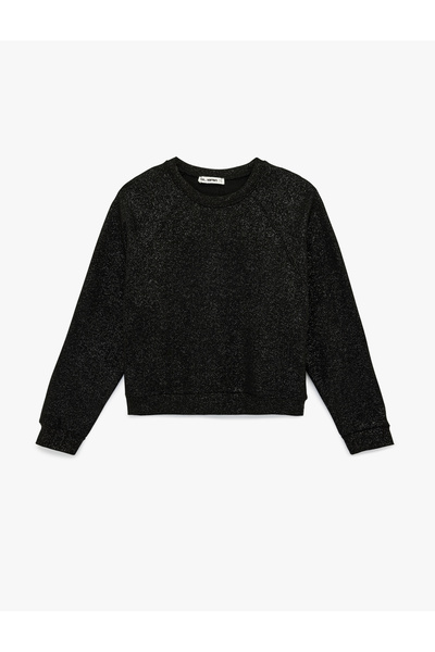 Koton supradimensionat Bluză cu mânecă lungă, cu sclipici, guler rotund Swea ...