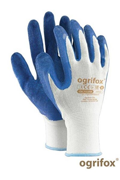 Raw-Pol Latex-coated protective gloves-OX-LATEKS 10 Blue