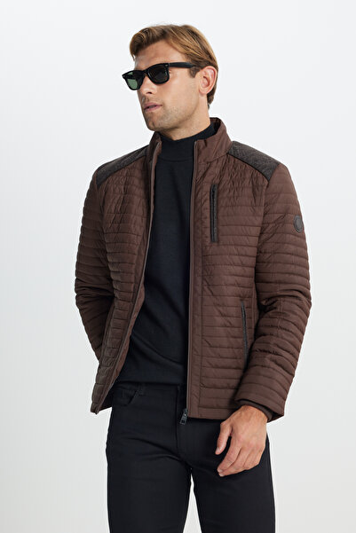 ALTINYILDIZ CLASSICS Men's Brown Standard Fit Regular Cut Quilted Patterned S...