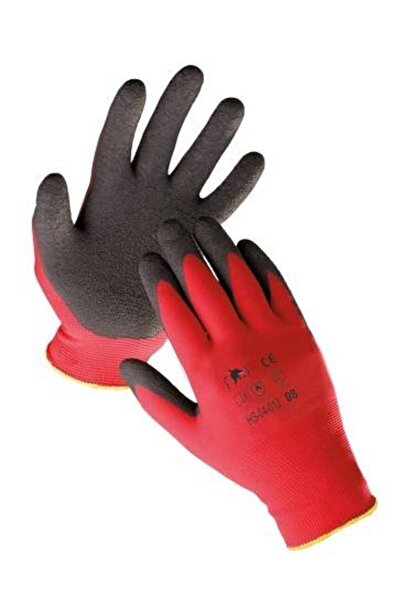 CERVA HS-04-012-PES LATEX (Hornbil Light) red dipped protective gloves 8 Red