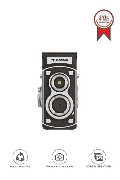 Torima Mini Retro Dijital Fotoğraf Makinesi Video Kamera 1080P CMR44 Siyah