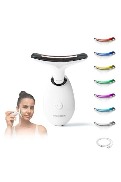 InnovaGoods Aparat electric de masaj facial pentru față și gât cu LED, EMS și...