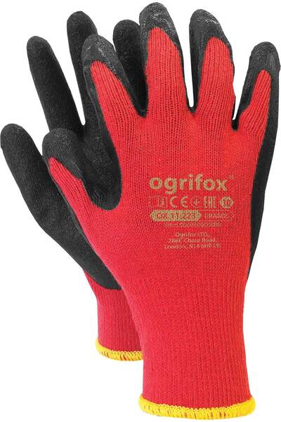 OGRIFOX Mănuși de protecție OX-DRAGOS cauciucate - set de 12 bucăți 10 Roșii