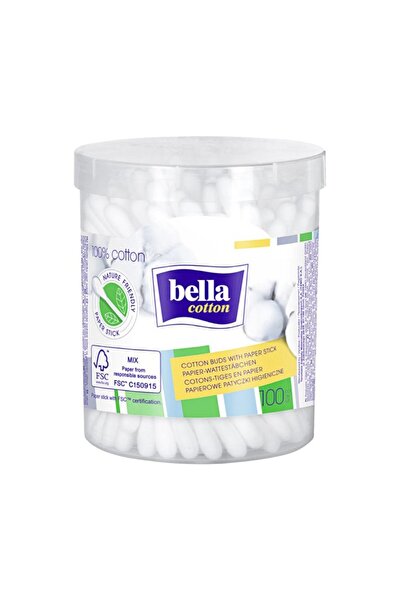 Bella Cotton Set 6 x 100 Betisoare Igienice cu 100% Bumbac, Bella, Cutie Patrata