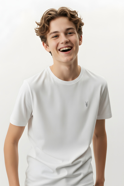 Kozik Tricou cu mânecă scurtă brodat guler rotund pentru băieți KZK001