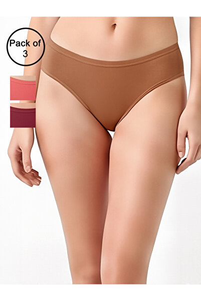 Clovia By Styli Pack of 3-Mid Waist Hipster Panties with Inner Elastic - Cotton