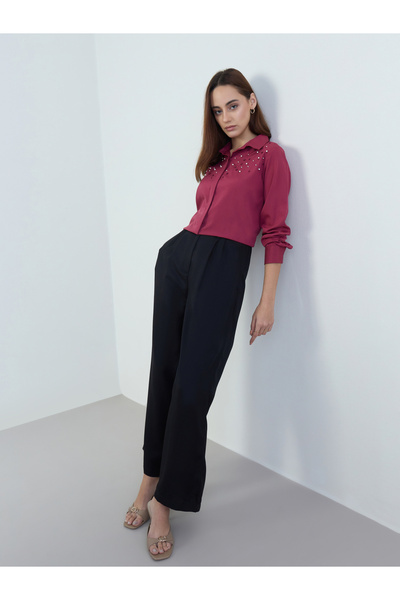 Styli Women Black Wide Leg Trousers