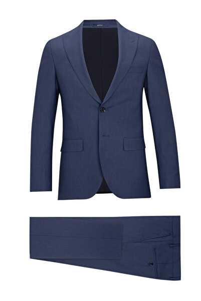Hatemoğlu Lacivert Slim Fit Sivri Yaka Yünlü Takım Elbise