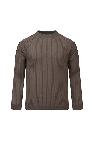 Hatemoğlu Mink Regular Fit Corded Fabric Half Turtleneck Cotton Sweater