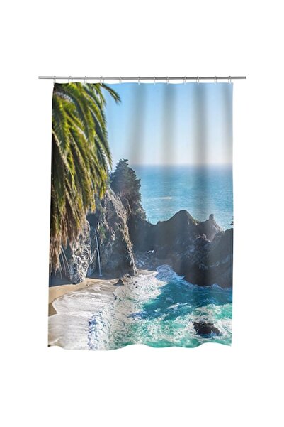 ART FACTORY Shower Curtain, Bathtub for Bathroom Exotic Beach Landscape Summer