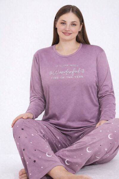 SCM LINGERIE Women's Battal Soft Textured Pajama Set