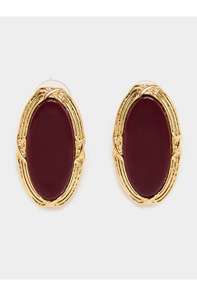 Styli Gold Tone Oval Stud Earrings