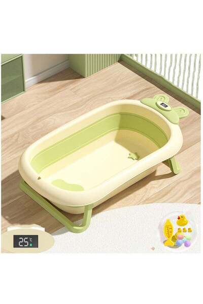 Arabest حوض استحمام قابل للطي للأطفال، مقاوم للانزلاق، آمن للمواليد الجدد (أخضر)