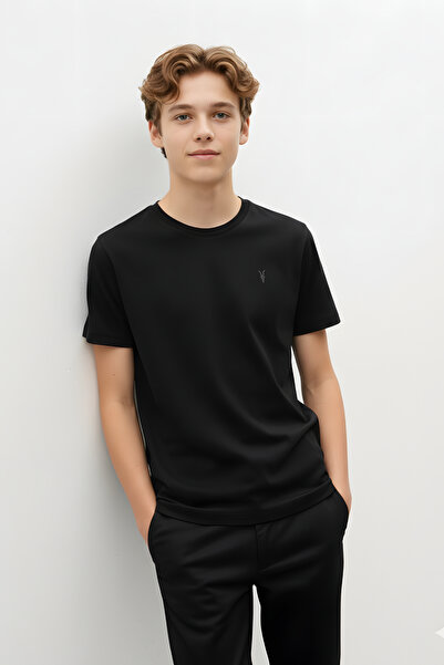 Kozik Tricou cu mânecă scurtă brodat guler rotund pentru băieți KZK001