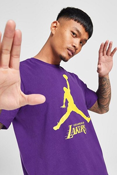 Nike Jordan Los Angeles Lakers Nba Jordan Graphic Tshirt Purple Jordan Embroi...