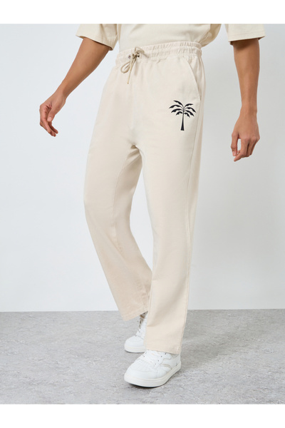 Styli Men Beige Acid Wash Oversized Joggers