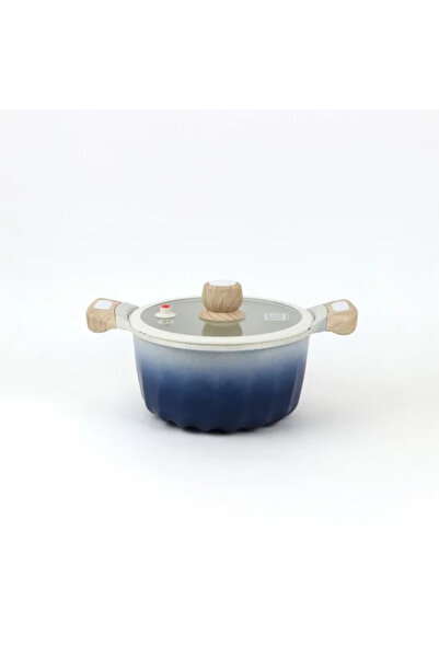 TULIN Granite saucepan with glass lid, gradient blue and light beige color, w...