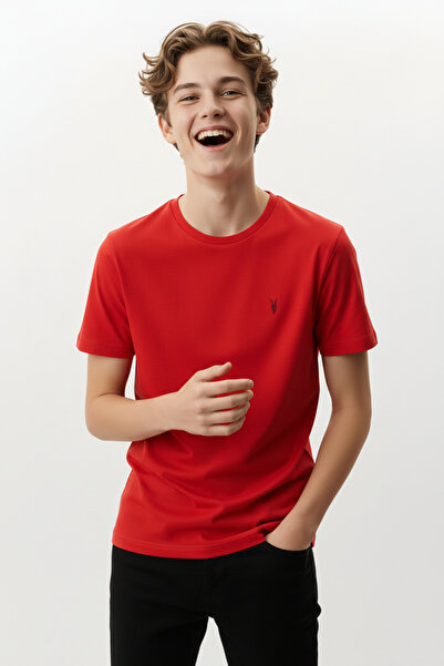 Kozik Boy's Crew Neck Embroidered Short Sleeve T-Shirt Kzk001