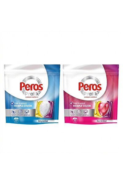 Peros Pratik Matik Çamaşır Deterjanı Kapsülü 34 Adet Renkliler - Beyazlar