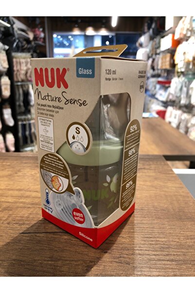 Nuk Nature Sense 120 ml cam biberon yeşil