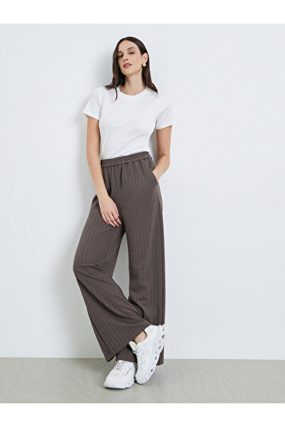 Styli بنطلون نسائي مخطط أرجل واسعة