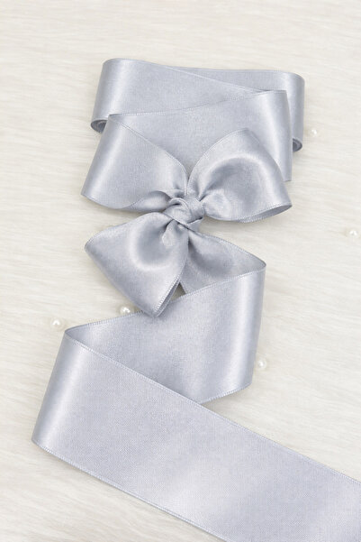ZEYMERADE 6 cm Light Gray Double Sided Satin Ribbon 10 Meters, Bundle Dowry E...