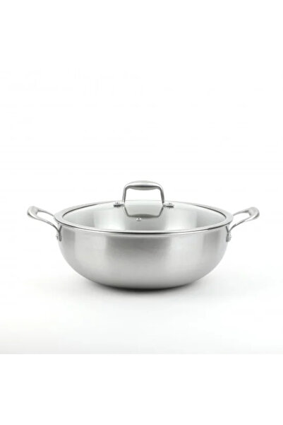 Generic Stainless steel saucepan with glass lid, 34 cm