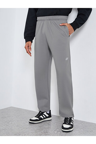 Styli بنطال رياضي رجالي رمادي قصة مريحة وحافة مفتوحة