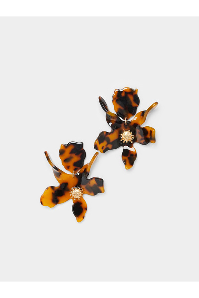 Styli Tortoiseshell Flower Stud Earrings