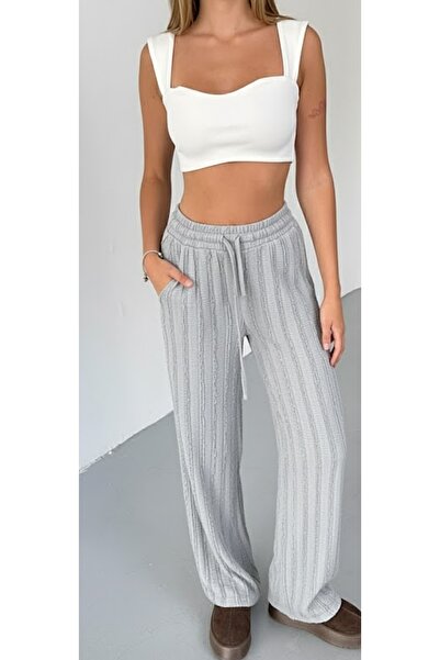 THEBEK Winter Ruffle Modal Pocket Plazzo Pants